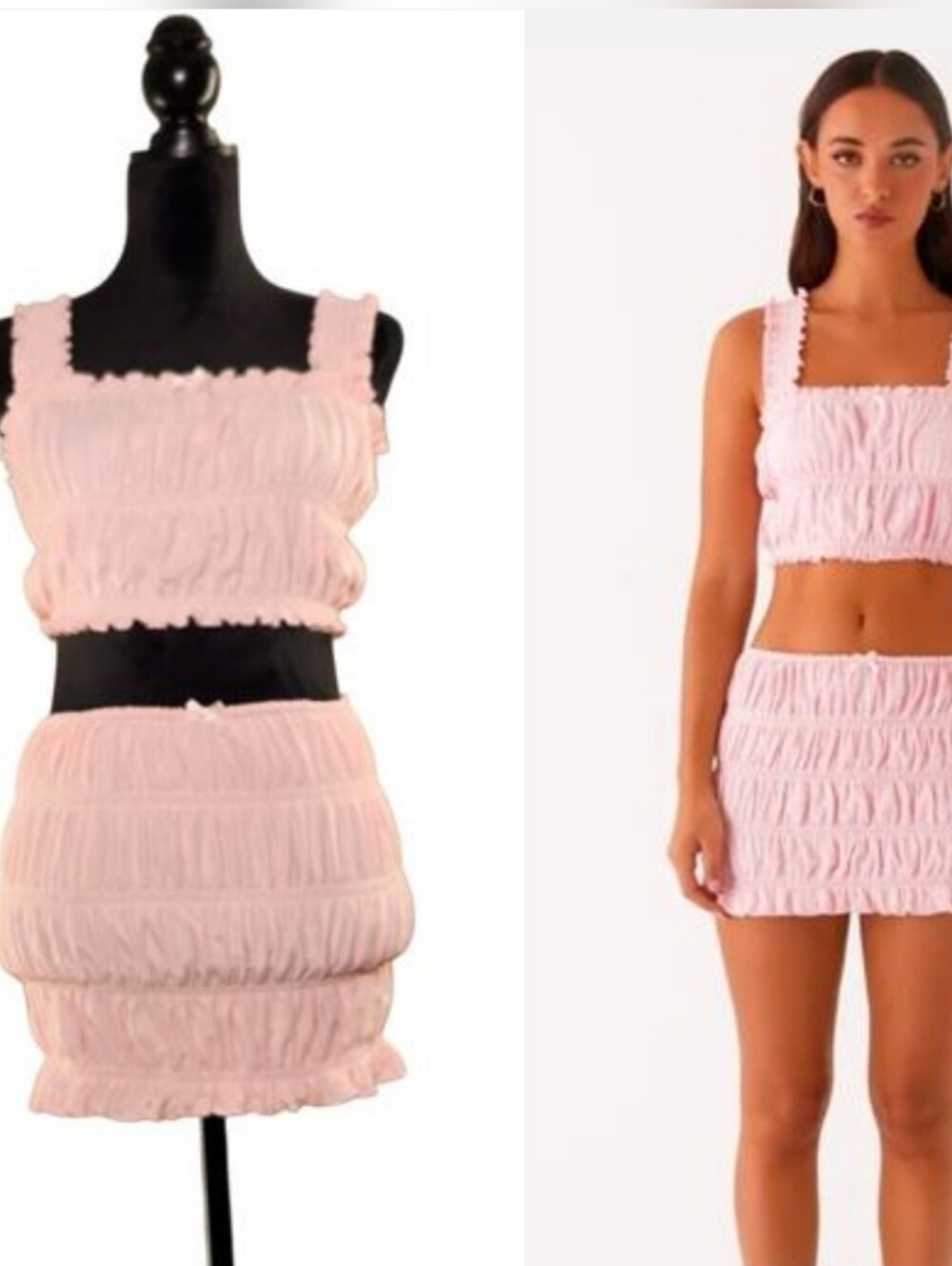 PEPPERMAYO Blush Pink Off by Heart Shirred 2pc Top & Skirt, Sizes 4 & 6